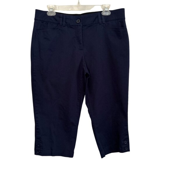 Coral Bay Petite 12P Navy Blue Capri Pants With Stretch Waistband Everyday Capri - Picture 1 of 6